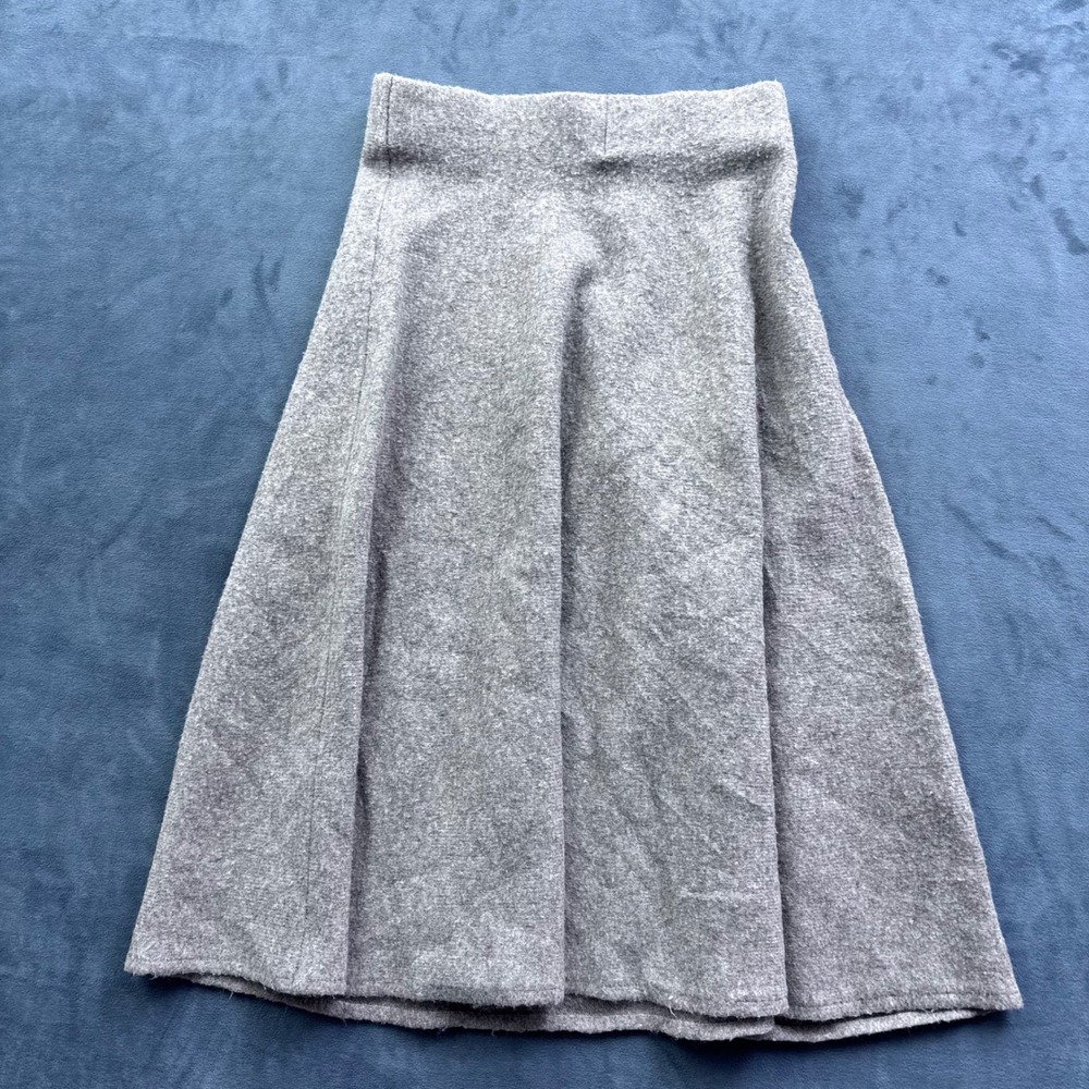Uniqlo Beige Knit A-Line Midi Skirt Wool Blend Elastic Waist 251-421928 Small